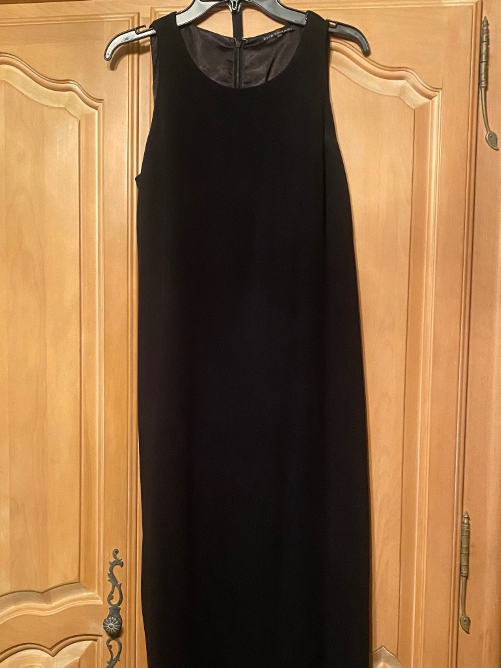 Dress with tuxedo stripe and side slits